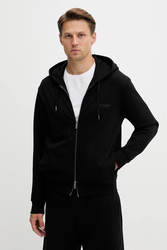Бавовняна кофта Armani Exchange з капюшоном чорний XM001293.AF20934.NOS