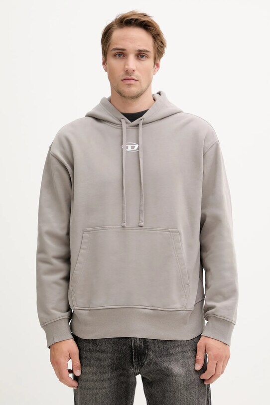 Diesel bluza bawełniana S-MACS-HOOD-OD z kapturem beżowy A09856.0BMBJ