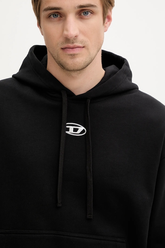 Бавовняна кофта Diesel S-MACS-HOOD-OD чорний A09856.0BMBJ
