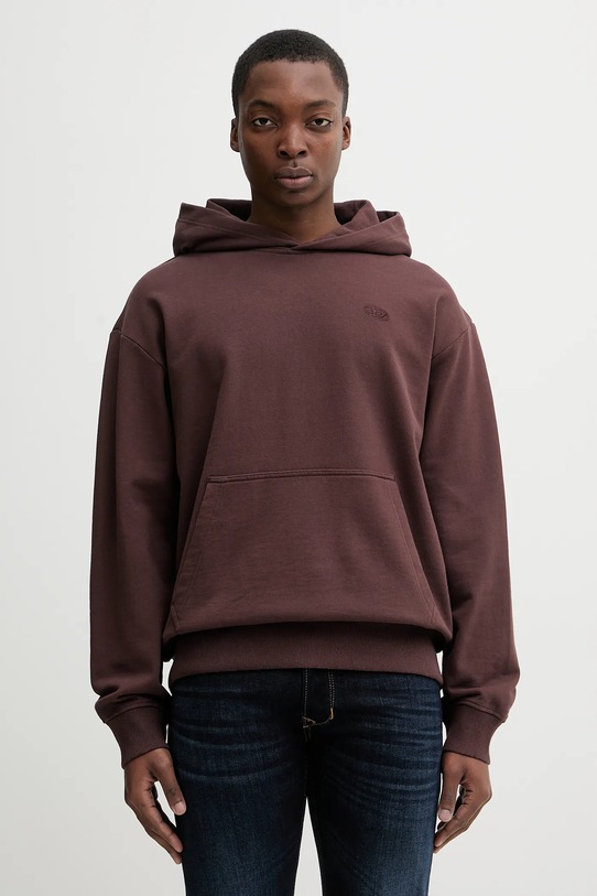 Diesel bluza bawełniana S-MACS-HOOD-MEGOVAL-D brązowy A11304.0GYCJ