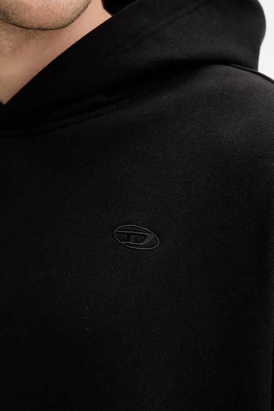 Βαμβακερή μπλούζα Diesel S-MACS-HOOD-MEGOVAL-D A11304.0GYCJ μαύρο
