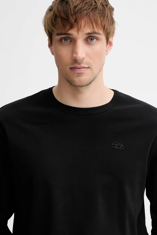 Diesel longsleeve bawełniany T-ADJUST-LS-SLITS-R17 czarny A18142.0AIJU