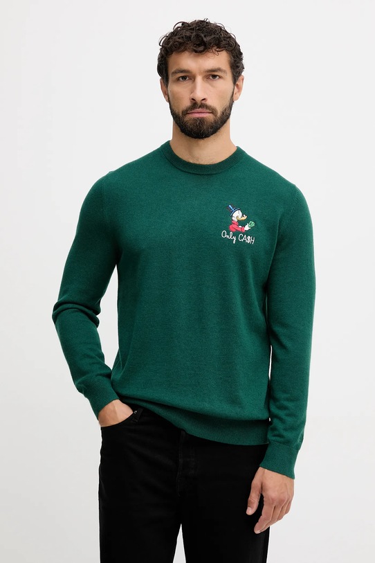 MC2 Saint Barth sweter z dodatkiem wełny okrągły zielony HER0024