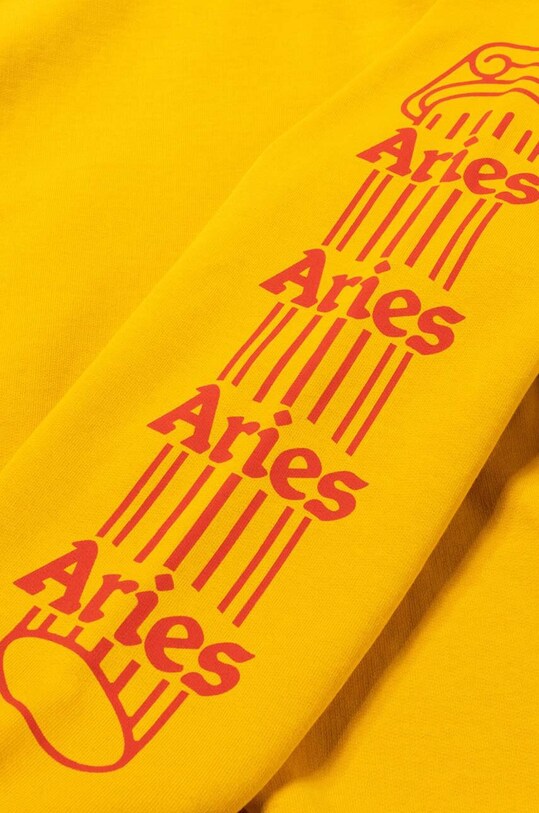Pamučna dukserica Aries Column Hoodie AR20010 zlatna