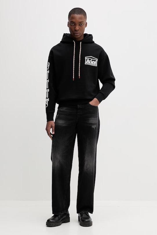 Bavlnená mikina Aries Column Hoodie AR20010 PALE MINT čierna AR20010