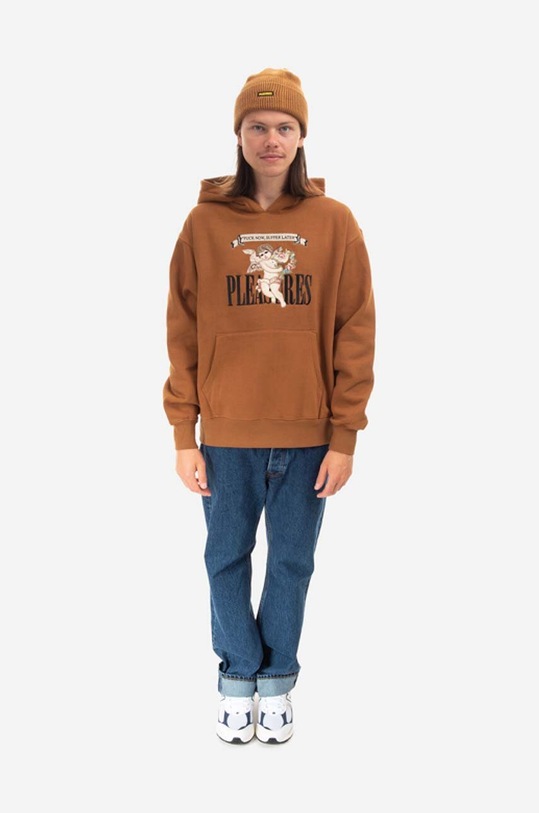 Clothing PLEASURES sweatshirt P22F043 brown
