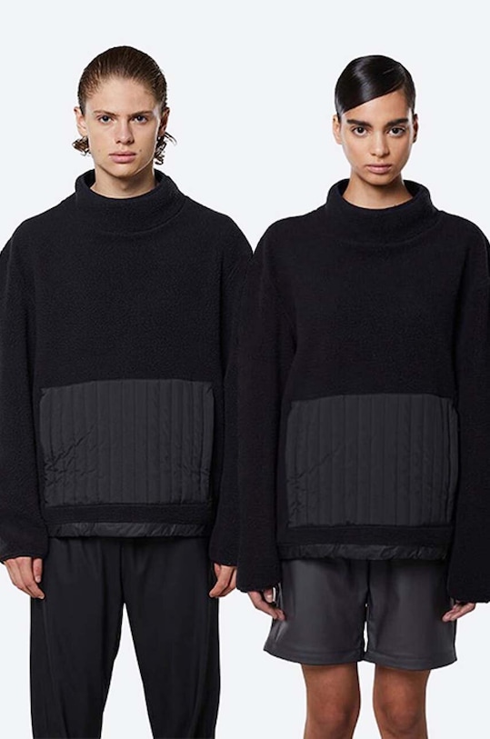 Rains bluza Fleece High Neck 1850 bez kaptura czarny 1850.BLACK