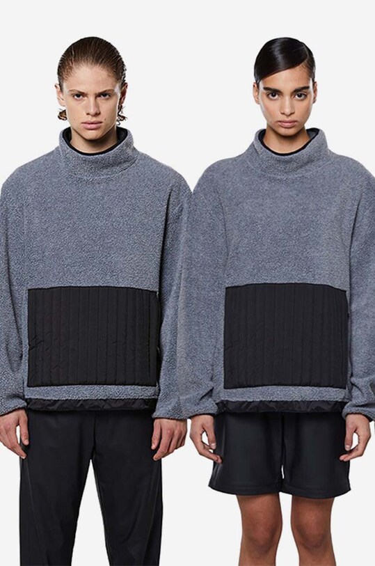Rains bluza Fleece High Neck 1850 bez kaptura szary 1850.HEATHERGREY