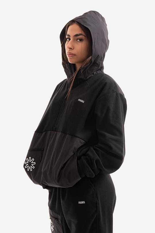 Rains sweatshirt Fleece Hoodie 18650.BLACK
