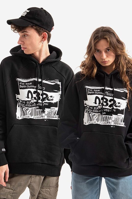 032C cotton sweatshirt Barcode Hoodie cotton black SS22.C.2030.M