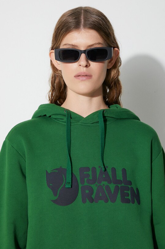 Fjallraven felpa in cotone Logo Hoodie 84144 verde