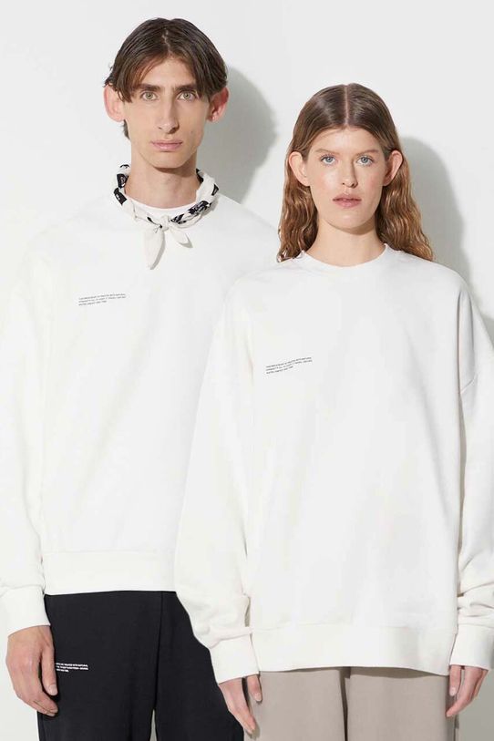 Памучен суичър Pangaia изчистен бял 10000183