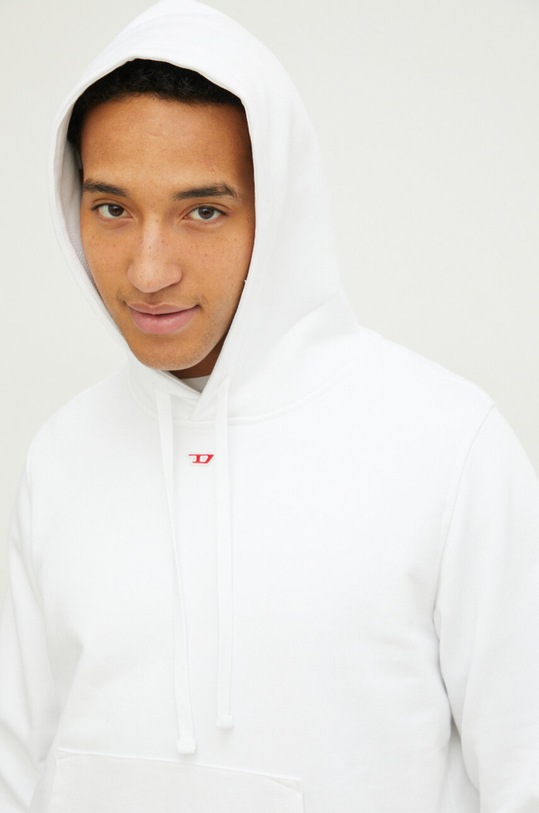 Diesel bluza bawełniana S-GINN-HOOD-DIV FELPA biały A04073.0GEAD
