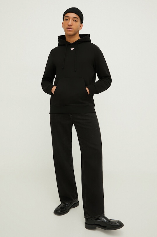 Diesel hanorac de bumbac uni negru A04073.0GEAD