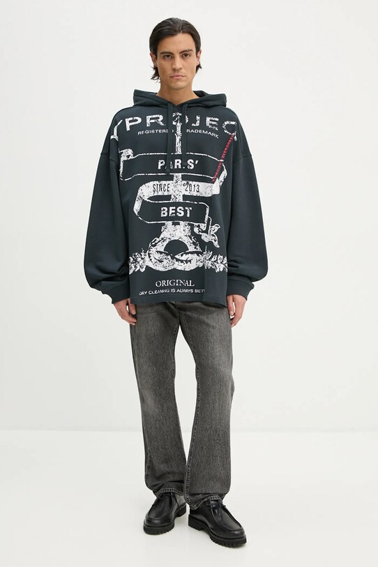 Y/Project cotton sweatshirt EVERGREEN PARIS' BEST PINCHED HOODIE 204SH002 black AA00