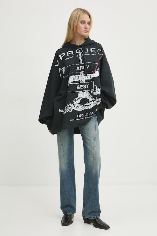 Y/Project hanorac de bumbac EVERGREEN PARIS' BEST PINCHED HOODIE 204SH002 negru