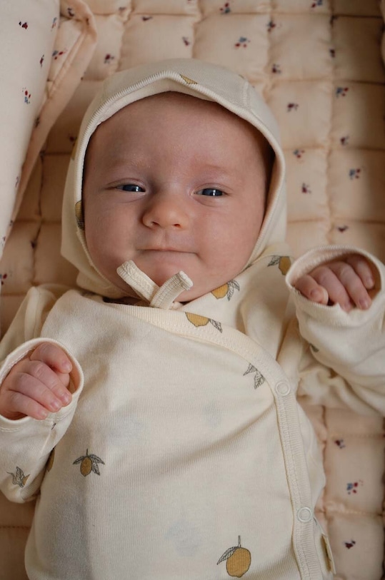 Φορμάκι μωρού Konges Sløjd NEWBORN BODY GOTS KS3555 μπεζ