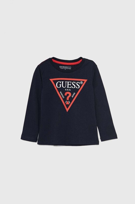 Хлопковый детский лонгслив Guess хлопок тёмно-синий N84I24.K8HM0.9BYH