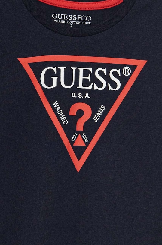 Хлопчик Дитячий бавовняний лонгслів Guess N84I24.K8HM0.9BYH темно-синій