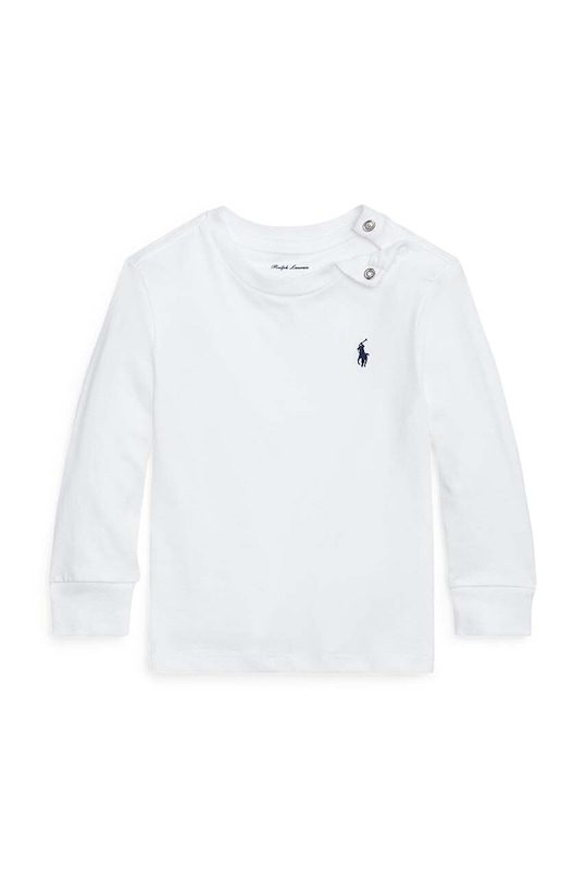 Polo Ralph Lauren longsleeve din bumbac pentru bebeluși uni alb 320843804004