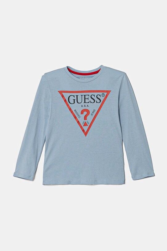 Guess longsleeve bawełniany dziecięcy nadruk niebieski N84I24.K8HM0.PPYA