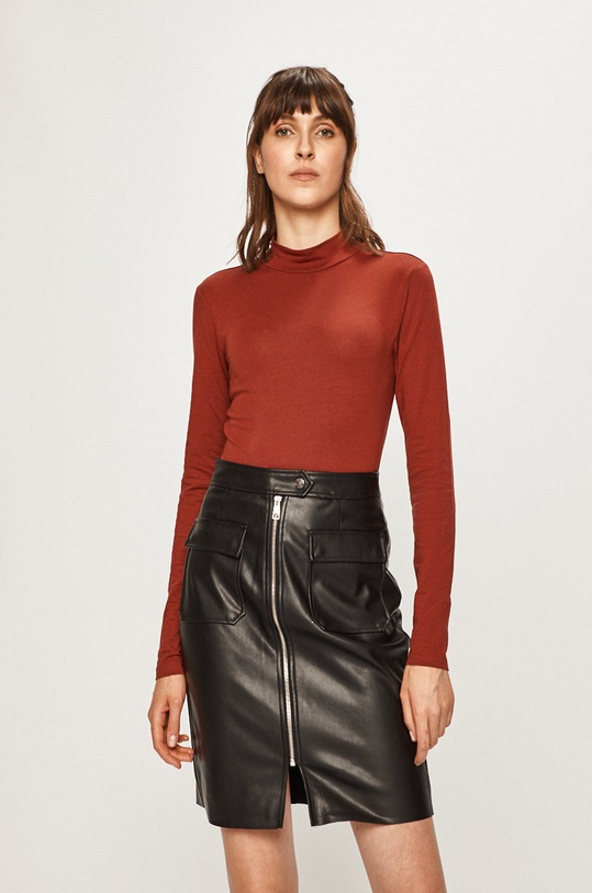 Jacqueline de Yong - Tričko s dlhým rukávom s elastanom hnedá 15165633