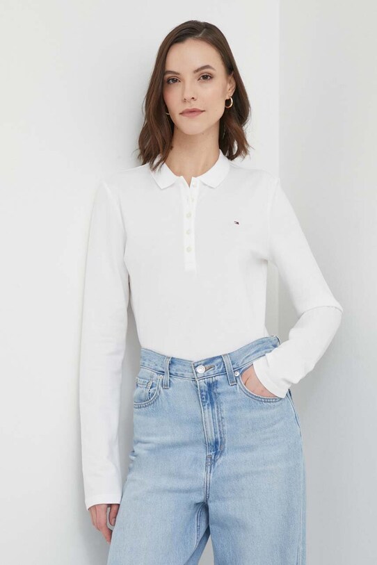 Tommy Hilfiger - Лонгслів з еластаном білий WW0WW24972.NOS