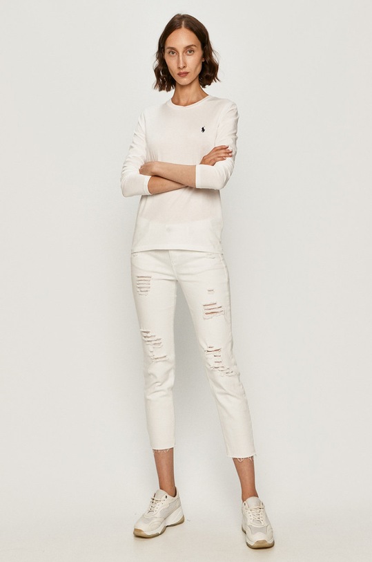 Tričko s dlouhým rukávem Polo Ralph Lauren 211757946003 bílá AA00