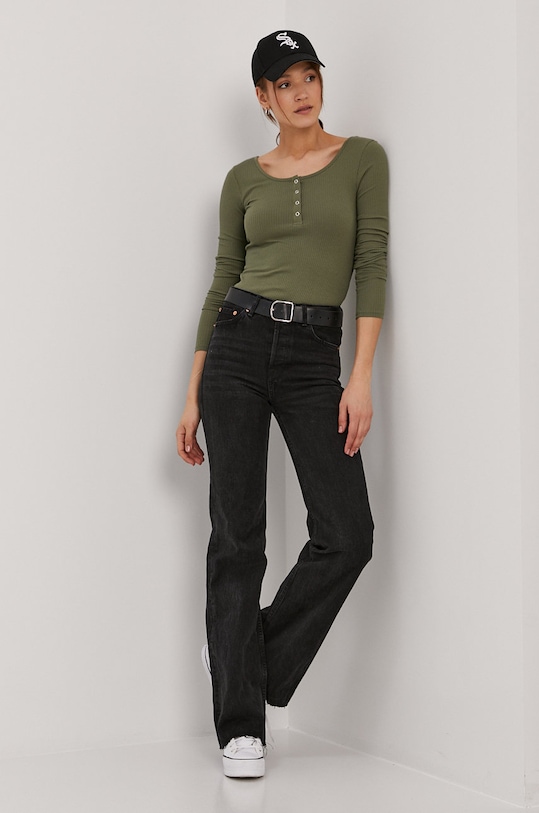 Pieces - Tričko s dlouhým rukávem 17101437 zelená AA00