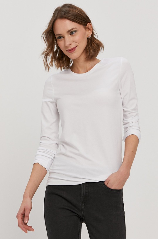 Tričko s dlouhým rukávem Pieces s elastanem bílá 17084155