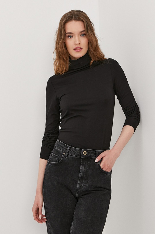 Pieces Longsleeve z elastanem czarny 17108494