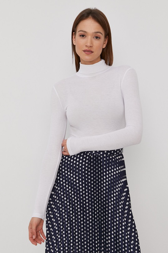 Tričko s dlhým rukávom Pieces s elastanom biela 17110549