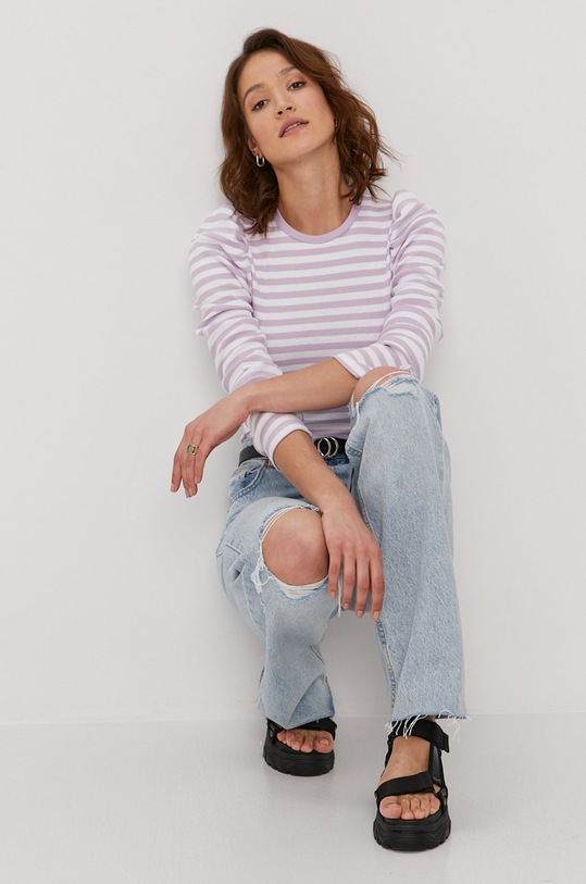 Pieces Longsleeve okrągły biały 17111987