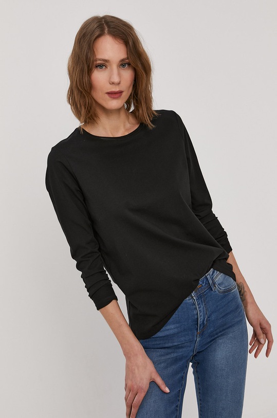 Pieces Longsleeve bawełna czarny 17112469