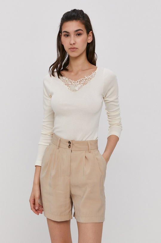 Only Longsleeve bawełna beżowy 15230579