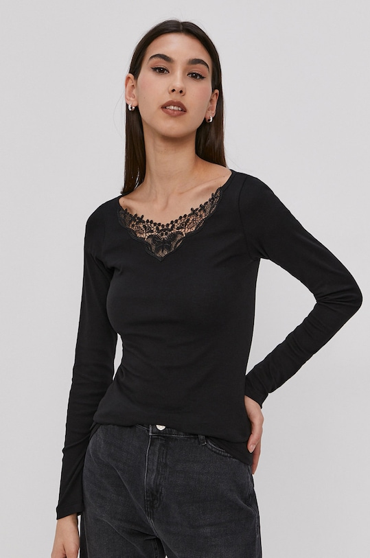 Tričko s dlhým rukávom Only bavlna čierna 15230579