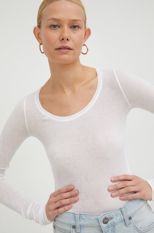 Ruházat American Vintage pamut hosszúujjú MAS04 fehér