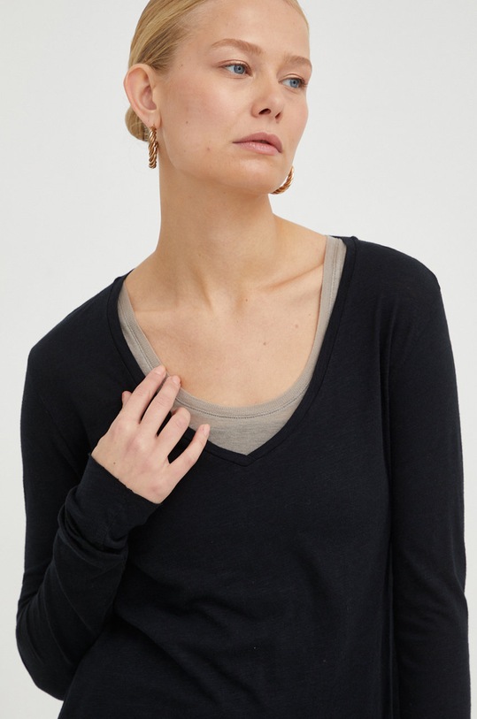 American Vintage longsleeve T-SHIRT ML COL V czarny JAC52