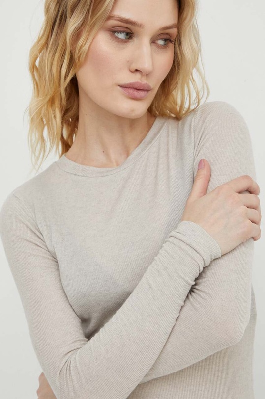 Bruuns Bazaar longsleeve z domieszką wełny beżowy BBW1071N