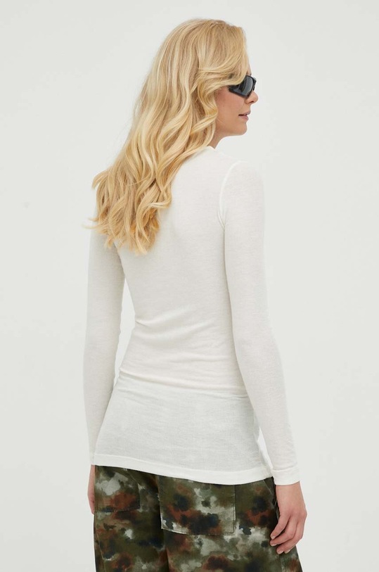 Odzież Bruuns Bazaar longsleeve z domieszką wełny BBW1071N beżowy