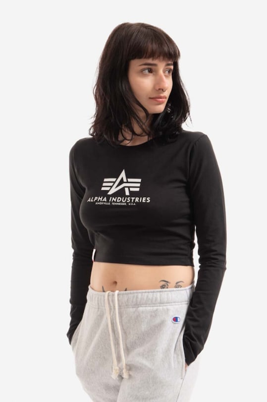 Alpha Industries longsleeve shirt Basic slim black 116076.03