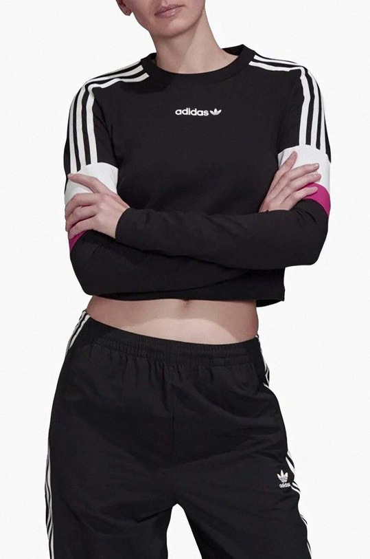 Лонгслив adidas Originals круглый вырез чёрный GC8761
