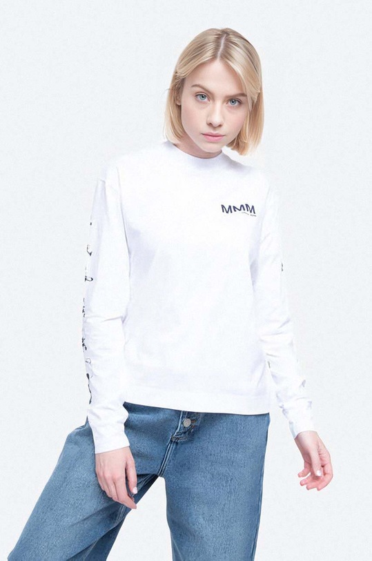 Wood Wood cotton longsleeve top Astrid Planet friendly white 12021505.2434