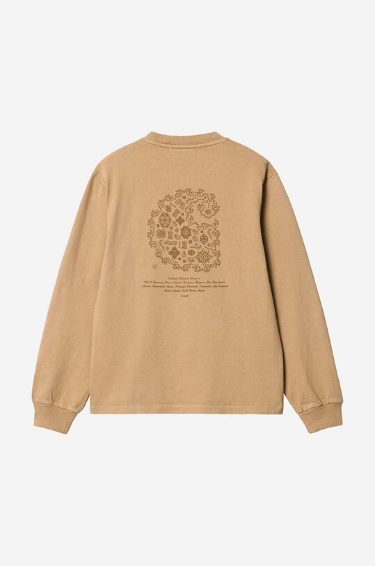 Pamučna majica dugih rukava Carhartt WIP smeđa I030661