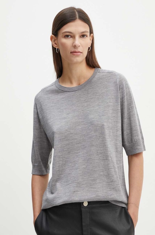 Μάλλινο μπλουζάκι Day Birger et Mikkelsen Carolina κανονικό γκρί DAY100052