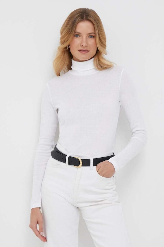 Памучна блуза с дълги ръкави United Colors of Benetton стандартна бял 3GA2E2224.101..