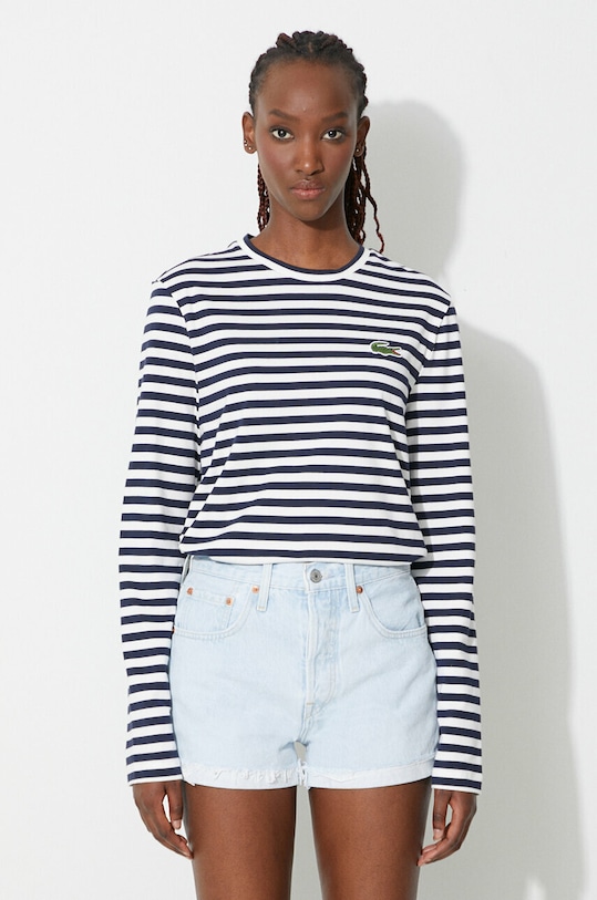Lacoste cotton longsleeve top regular navy TF9207