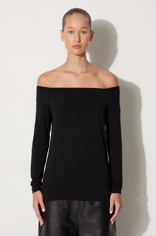 Tričko s dlouhým rukávem Samsoe Samsoe NANA s elastanem černá F00001550