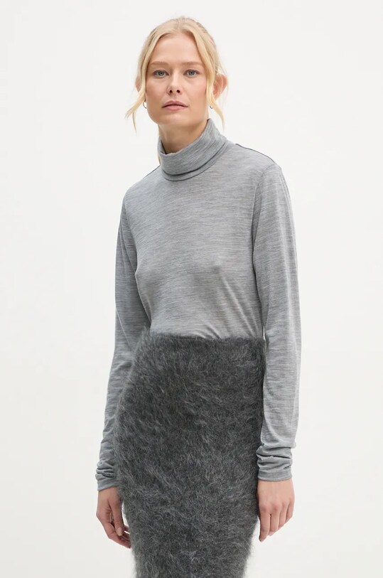 Gestuz longsleeve din lana melanj gri 10905442