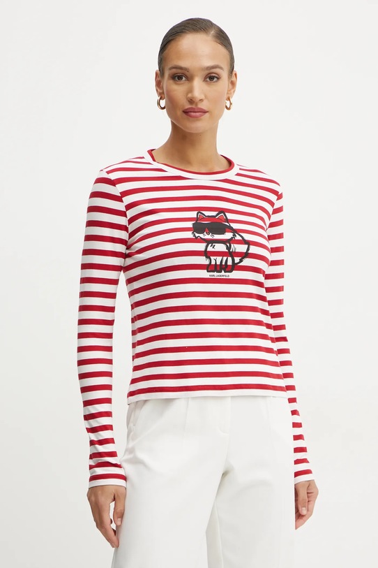 Îmbrăcăminte Karl Lagerfeld longsleeve din bumbac IKON A1W17137 rosu